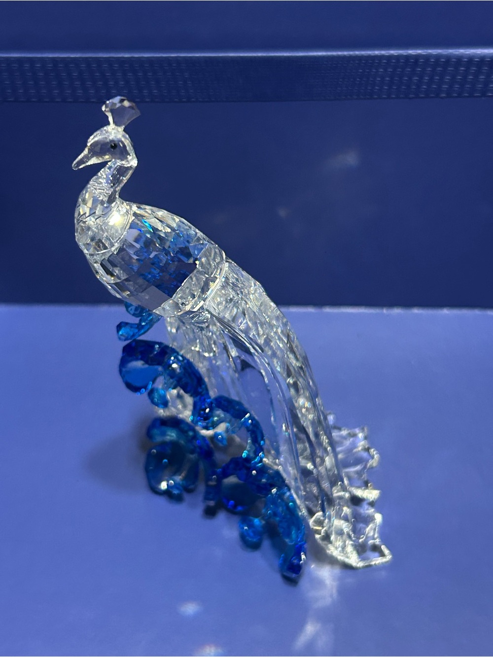 Swarovski Clear and Blue Crystal Peacock Figurine - Home Accents